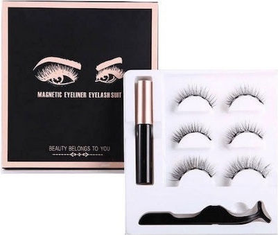 Magnetic Lashes Kit 3 Pairs Magnetic Eyeliner & Tweezer