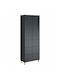 Floor Standing Living Room Display Cabinet made of Particle Board Black 65.5x23.5x180cm