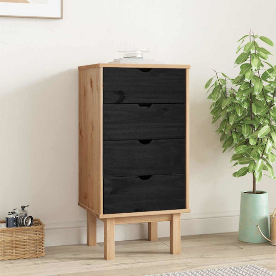 Kommode Schlafzimmer aus Massivholz Otta Schwarz 45x39x90cm