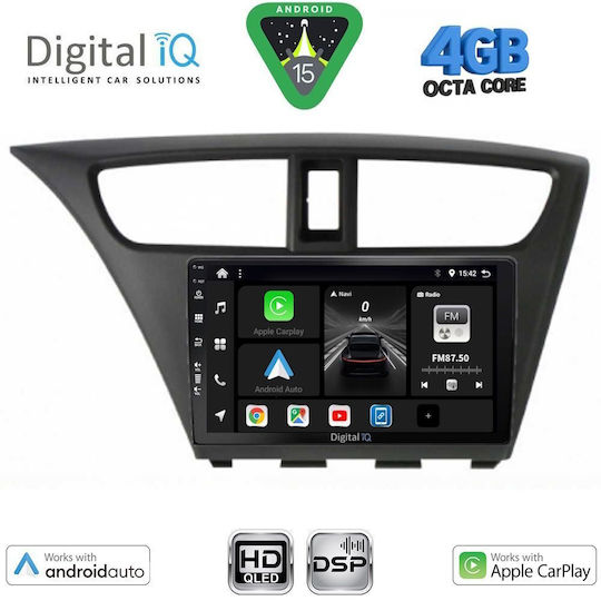 Digital IQ Ηχοσύστημα Αυτοκινήτου για Honda Civic 2012-2016 (Bluetooth/USB/WiFi/GPS/Apple-Carplay/Android-Auto) με Οθόνη Αφής 9"