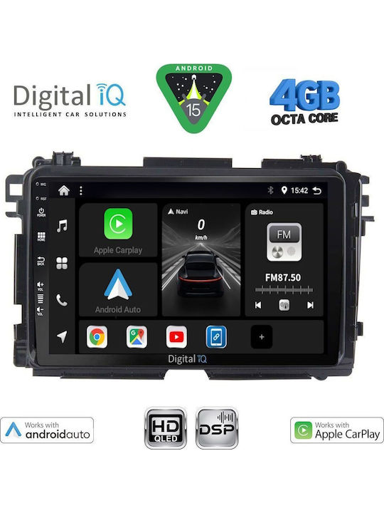 Digital IQ Автомобилна Аудио Система за Honda HR-V 2015-2021 (Bluetooth/USB/Вграден Wi-Fi/GPS/Apple CarPlay/Android Auto) с Touch Screen 9"