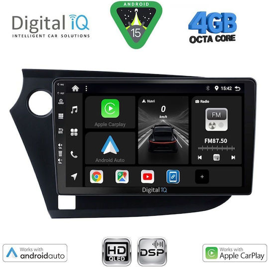 Digital IQ Car Audio System for Honda Insight 2009-2014 Bluetooth USB WiFi GPS Apple CarPlay Android Auto with 9" Touch Screen