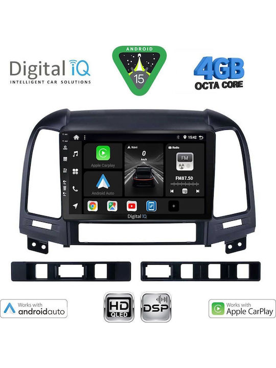 Digital IQ Car Audio System for Hyundai Santa Fe 2005-2013 Bluetooth USB WiFi GPS Apple CarPlay Android Auto with 9" Touch Screen