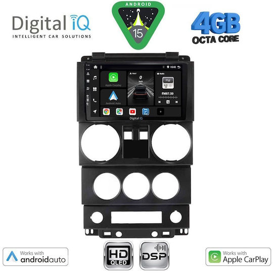 Digital IQ Car Audio System for Jeep Wrangler 2006-2011 Bluetooth USB WiFi GPS Apple CarPlay Android Auto with 9" Touch Screen