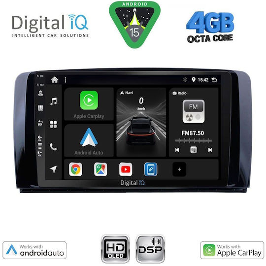Digital IQ Auto-Audiosystem für Mercedes-Benz R-Klasse 2006-2015 Bluetooth USB Eingebautes Wi-Fi GPS Apple CarPlay Android Auto mit 9 Zoll Touchscreen