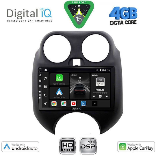 Digital IQ Ηχοσύστημα Αυτοκινήτου για Nissan Micra 2010-2014 (Bluetooth/USB/WiFi/GPS/Apple-Carplay/Android-Auto) με Οθόνη Αφής 9"