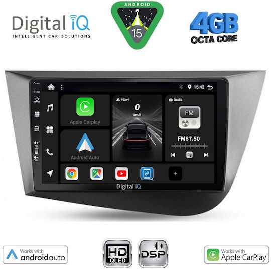 Digital IQ Auto-Audiosystem Für Seat Leon 2005-2012 Bluetooth USB Eingebautes Wi-Fi GPS Apple CarPlay Android Auto Mit Touchscreen 9 Zoll