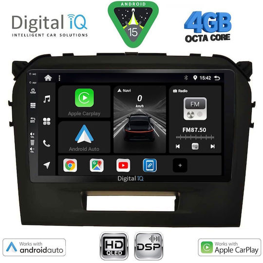 Digital IQ Car Audio System for Suzuki Vitara 2016-2022 Bluetooth USB Wi-Fi GPS Apple CarPlay Android Auto with 9 Inch Touch Screen
