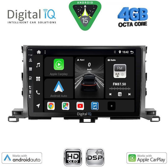 Digital IQ Car Audio System for Toyota Highlander 2014-2019 (Bluetooth/USB/WiFi/GPS/Apple CarPlay/Android Auto) with 10" Touch Screen