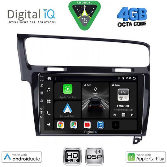 Digital IQ Car Audio System for Volkswagen Golf 2013-2020 Bluetooth USB WiFi GPS Apple CarPlay Android Auto with 10" Touch Screen