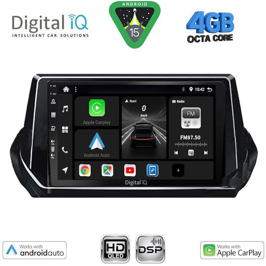 Digital IQ Car Audio System for Peugeot 208 2008 (Bluetooth/USB/WiFi/GPS/Apple CarPlay/Android Auto) with 9" Touch Screen