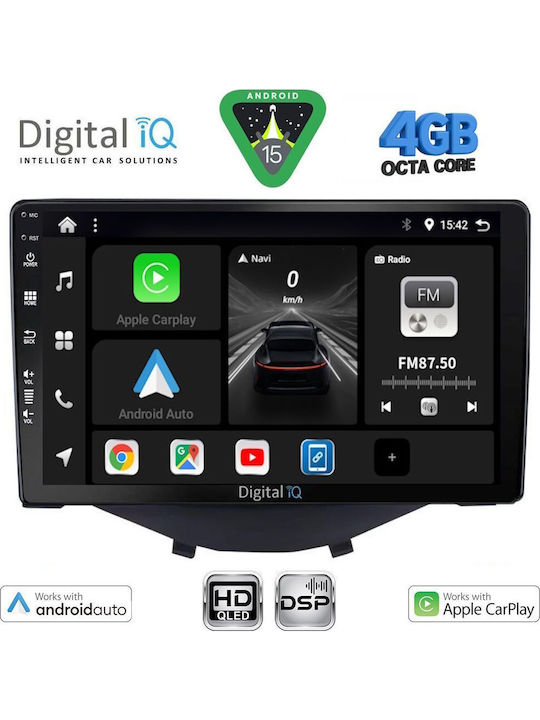 Digital IQ Auto-Audiosystem für Toyota Aygo 2014-2022 Bluetooth USB Eingebautes Wi-Fi GPS Apple CarPlay Android Auto mit 9 Zoll Touchscreen