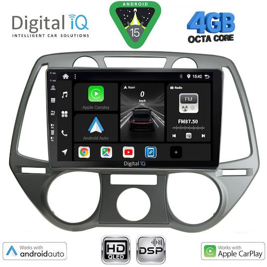 Digital IQ Car Audio System for Hyundai i20 2008-2012 with A/C Bluetooth USB WiFi GPS Apple CarPlay Android Auto with 9" Touch Screen