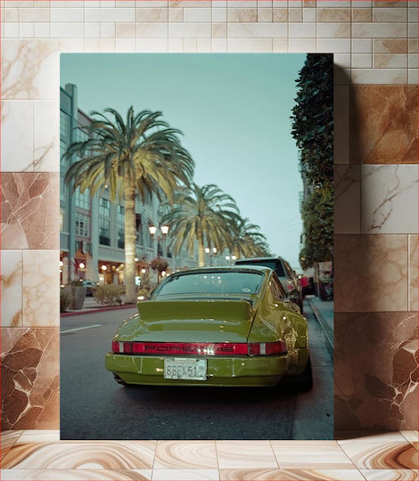Painting Vintage Porsche Street Scene Vintage Porsche Street Scene 70x100