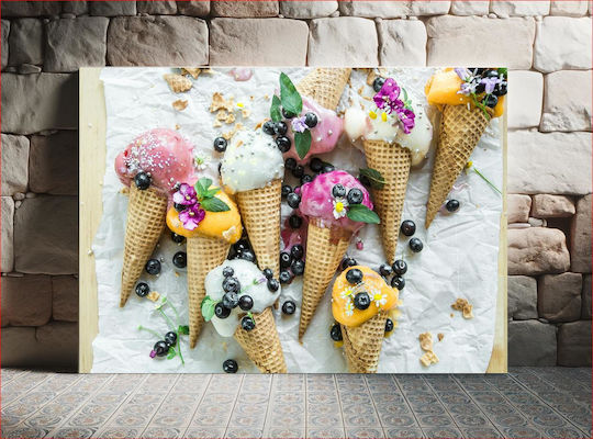 Painting Colorful Ice Cream Cones Berries Flowers Multicolored Ice Cream Cones Berries Flowers 150x100