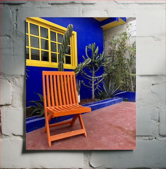 Πίνακας Colorful Patio Chair Cacti Πολύχρωμο Αίθριο Καρέκλα Κάκτους 80x120
