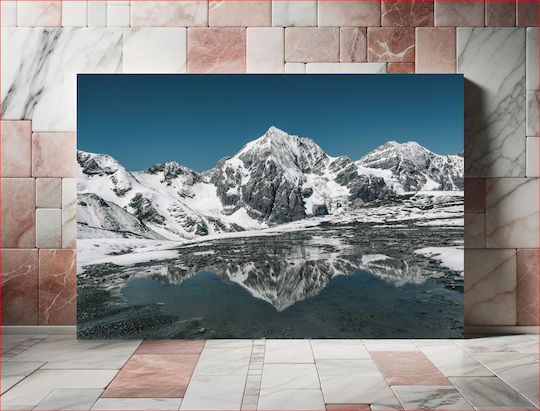 Painting Snow-Covered Mountain Reflection Snowy Mountain Reflection 120x80