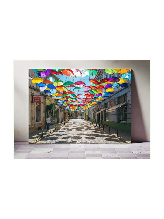 Панел Colorful Umbrellas Over Street Полихромни Чадъри Над Улица 120x80