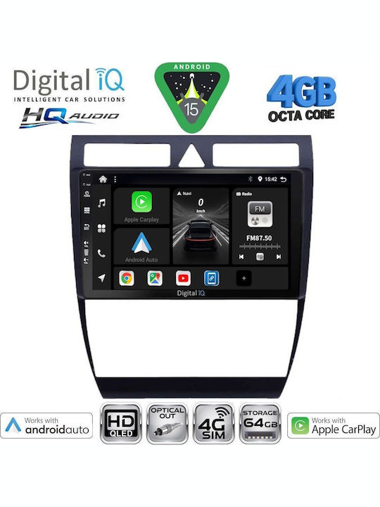 Digital IQ Car Audio System for Audi A6 1998-2005 Bluetooth USB WiFi GPS Apple CarPlay Android Auto with 9" Touch Screen