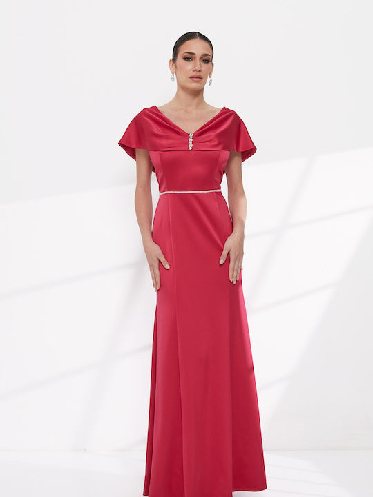 Maxi Dress for Wedding and Christening Drape Red