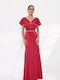 Maxi Dress for Wedding and Christening Drape Red
