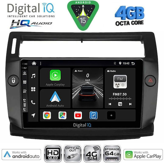Digital IQ Ηχοσύστημα Αυτοκινήτου για Citroen C4 2004-2011 (Bluetooth/USB/WiFi/GPS/Apple-Carplay/Android-Auto) με Οθόνη Αφής 9"