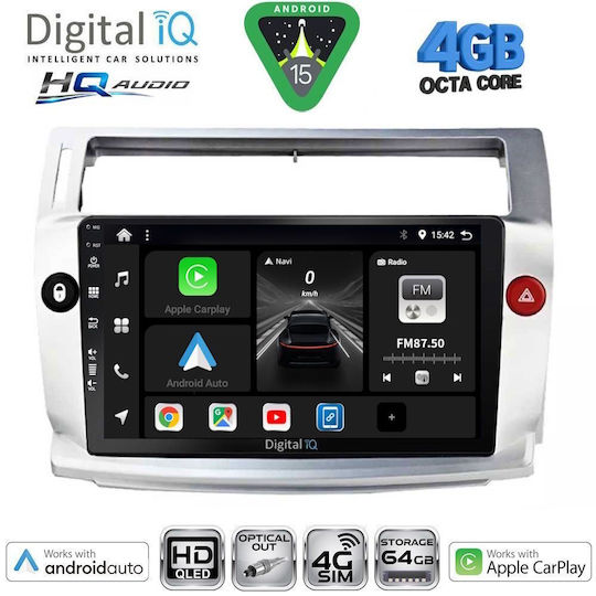 Digital IQ Auto-Audiosystem für Citroen C4 2004-2011 (Bluetooth/USB/WiFi/GPS/Apple CarPlay/Android Auto) mit 9 Zoll Touchscreen