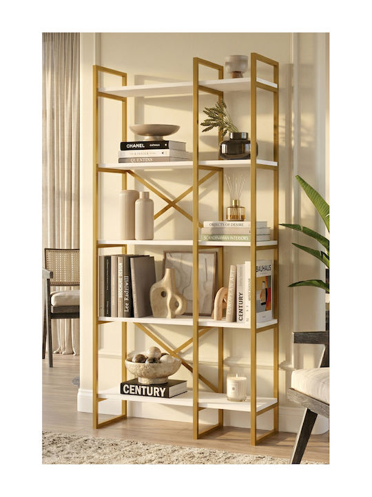 Bücherregal Gold 87,5x30x175cm