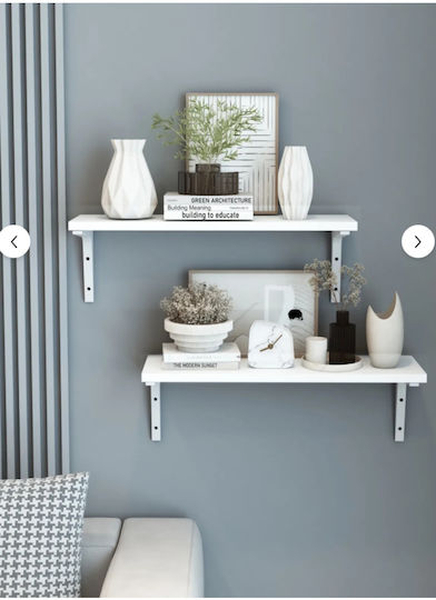 Wall Shelves (2 Pieces) 96x18x18cm White Wall Shelves (2 Pieces) 96x18x18cm White