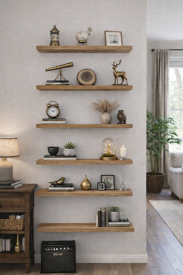 Brown Wall Shelves (6 Pieces) 60x20x16cm