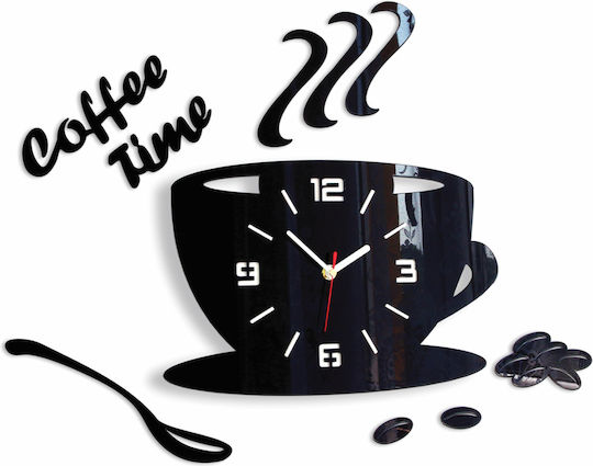 Time 3D Αθόρυβο Ρολόι Τοίχου Γυάλινο Καφέ