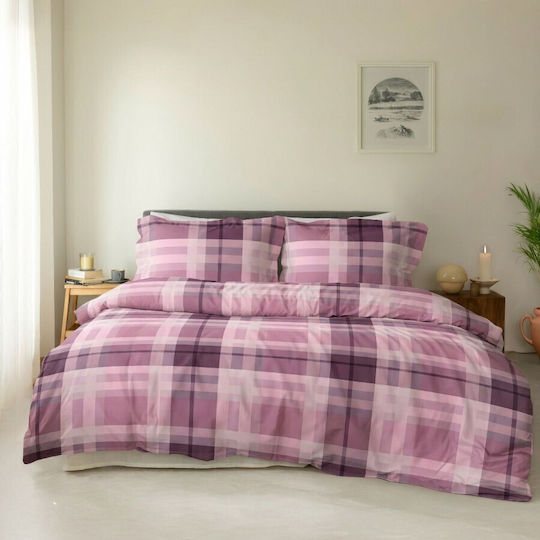 Majoli Bahar Cotton Duvet Cover Set 200x220cm Double With 2 Pillowcases & 1 Bed Sheet Pink