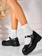Leder Pumps mit Mittelhohem Absatz Schwarz
