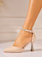 Suede Heels With Low Heel Beige