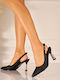 Leder Pumps mit Flachem Absatz Schwarze