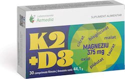 Laboratoarele Remedia K2+D3+Magneziu 375mg 500UI 30 Comprimate Laboratoarele Remedia K2+D3+Magneziu 375mg 500UI 30 Comprimate