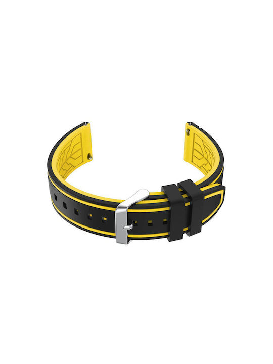Rubber Strap Watch U14 Black Yellow 20mm