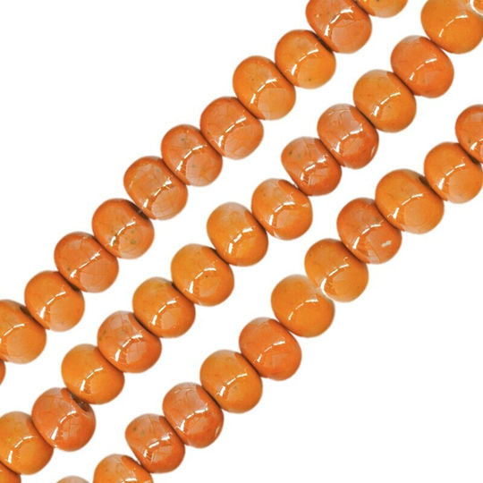 Keramik Perlen Runde Emaille Orange 7mm Ø2.5mm 1Stück