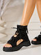 Flache Damen Sandalen Schwarz