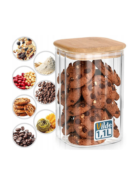 Vilde Vase Für Kaffee / Nudeln Mit Deckel Glas Transparent 1100ml
