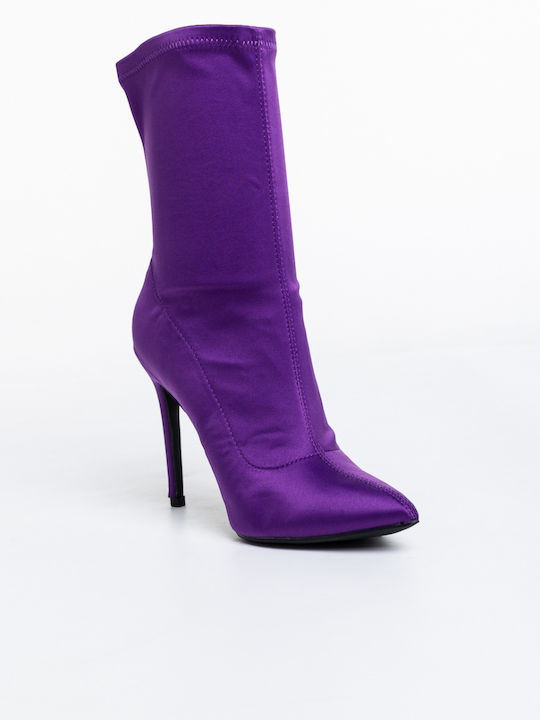 Ghete Dama Ankle Cu Toc Înalt Violet