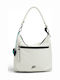 Leder Damen Schultertasche Weiß
