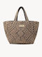 Fabric Women's Tote Handbag Brown