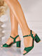 Sandale Elegante Damă Verde De Catifea