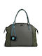 Leder Damen Schultertasche Grau