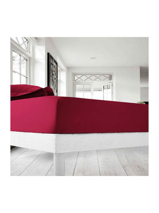 SpitiBazaar Il-line Σεντόνι King Size με Λάστιχο 180x200+30εκ. Μπορντό