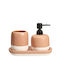 MRShome Bathroom Accessory Set Plastic Pink 3pcs
