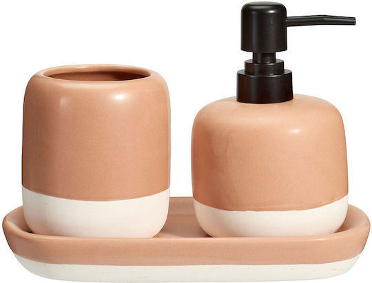 MRShome Set Accesorii Baie Plastic Roz 3 Bucăți