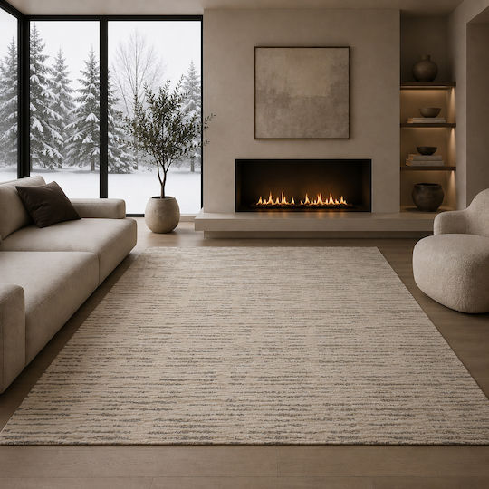 Zottelig Geometrischer Wohnzimmer Teppich Rechteckig Ecru 240x300cm