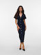 Sommer Midi Hemdkleid Denim Dunkelblau
